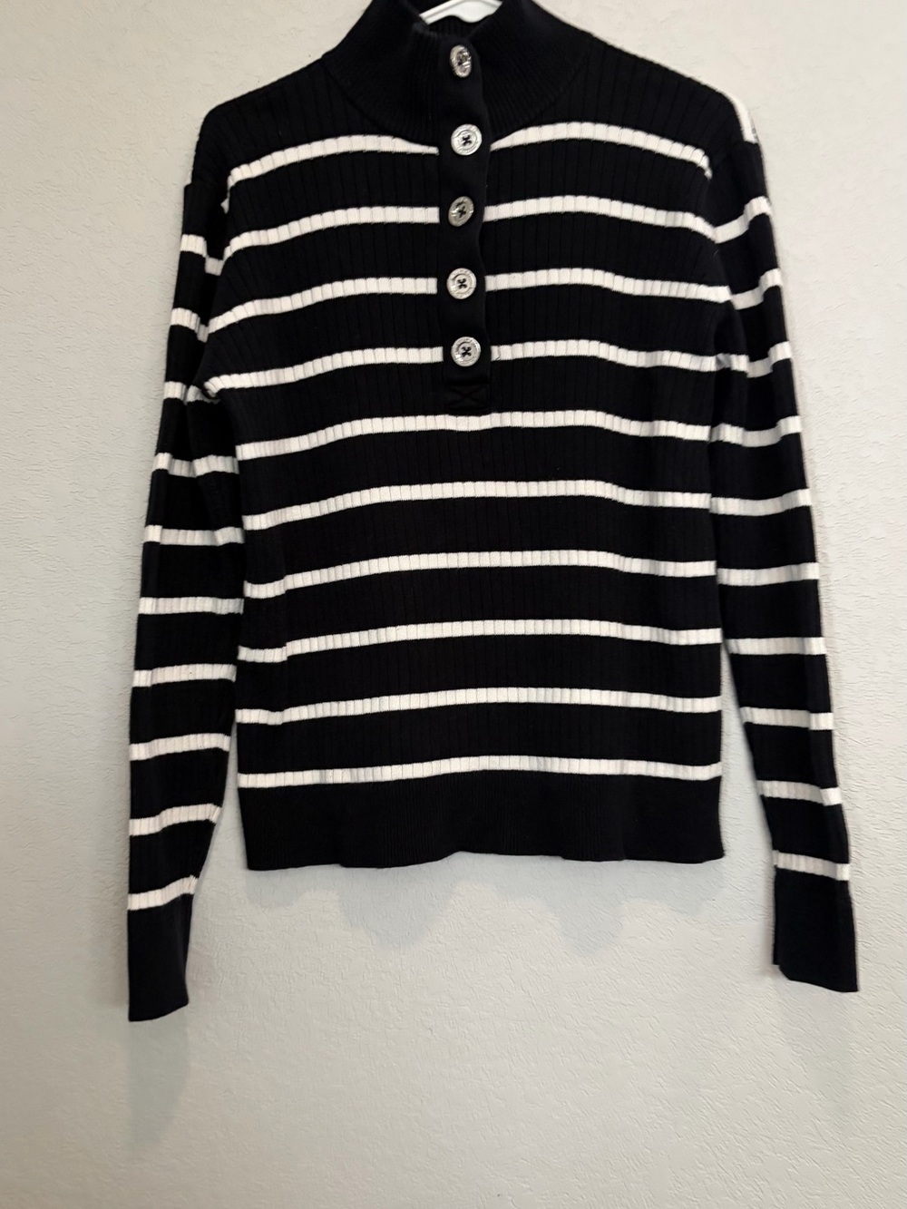 Ralph Lauren Black & White Striped Knit Top